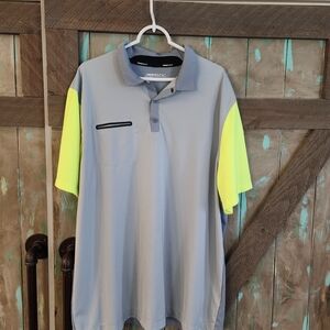Nike Men's Polo Shirt in Gray and Neon Yellow